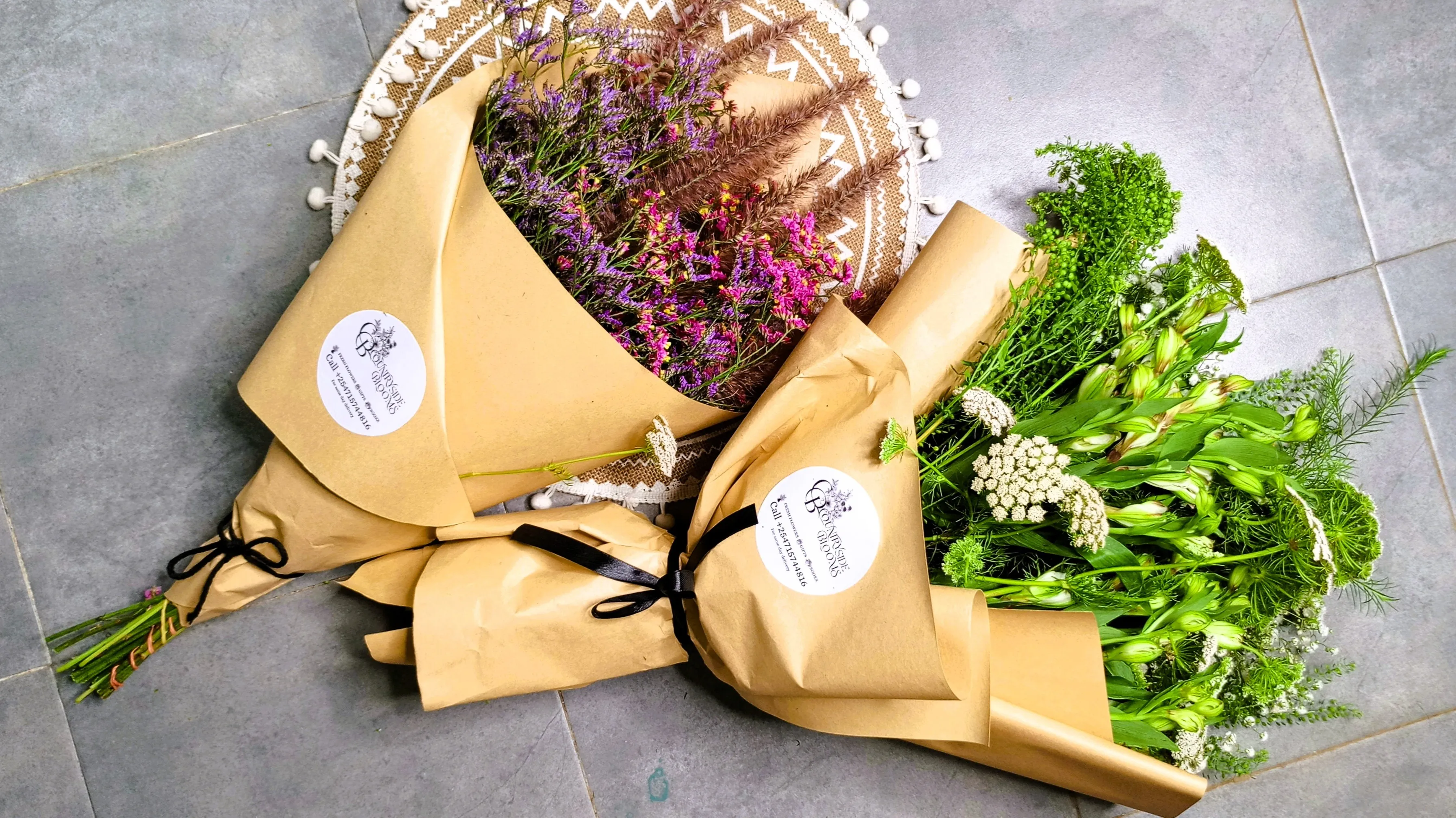 Modern arrangement with tropical flowers